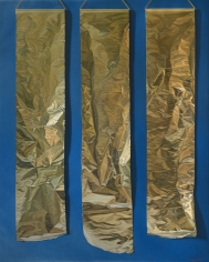 Claudio Bravo, Tres papeles de aluminio / Three Aluminum Papers, 2010, oil on canvas, 63 3/4 x 51 1/8 inches