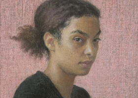 Ellen Eagle Pigeon Glancing, 2011, pastel on pumice board, 9 11/16 x 6 3/8 inches