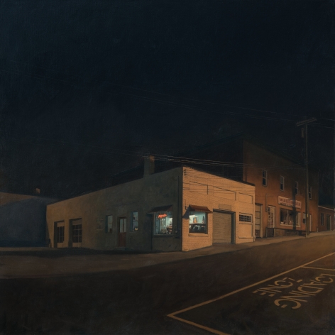 linden frederick, Repair (SOLD), 2016, oil on linen, 36 x 36 inches, this painting inspired the short screenplay, Repair, by Ted Tally